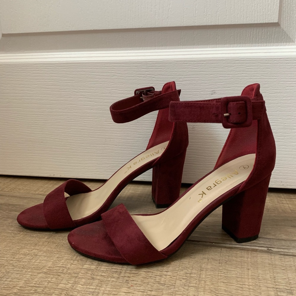 Burgundy block heels